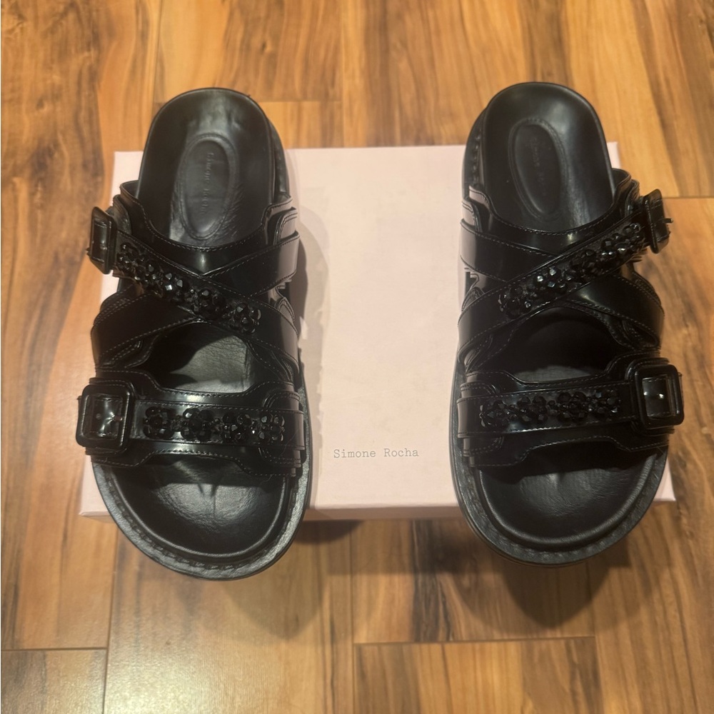 Simone Rocha Embellished Slide Sandals, Black 39